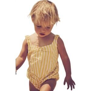 NEW WOVENPLAY girls stripes one piece in yellow/white